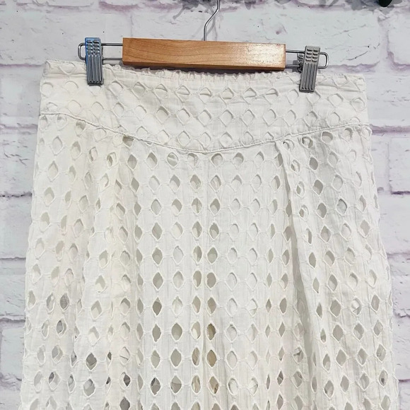 Free People Geo Eyelet Cotton Cover Up Pants Elastic Waist Size XS Vacation - Picture 5 of 11